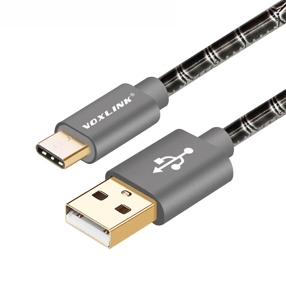 usb type-C кабель VOXLINK для быстрой зарядки и передачи данных USB C кабель type-C USB зарядное устройство кабель для Nexus 5X, 6 P, OnePlus 2 Xiaomi Letv - Цвет: black