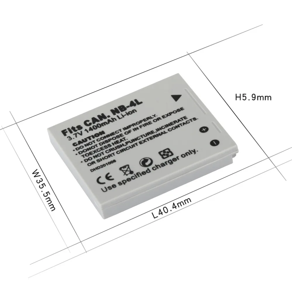 Dinto 2 шт. 1400 мАч NB-4L NB4L NB 4l Перезаряжаемые Камера Батарея+ EU/US Plug Зарядное устройство для Canon IXUS 30 40 50 55 60 65 70 75