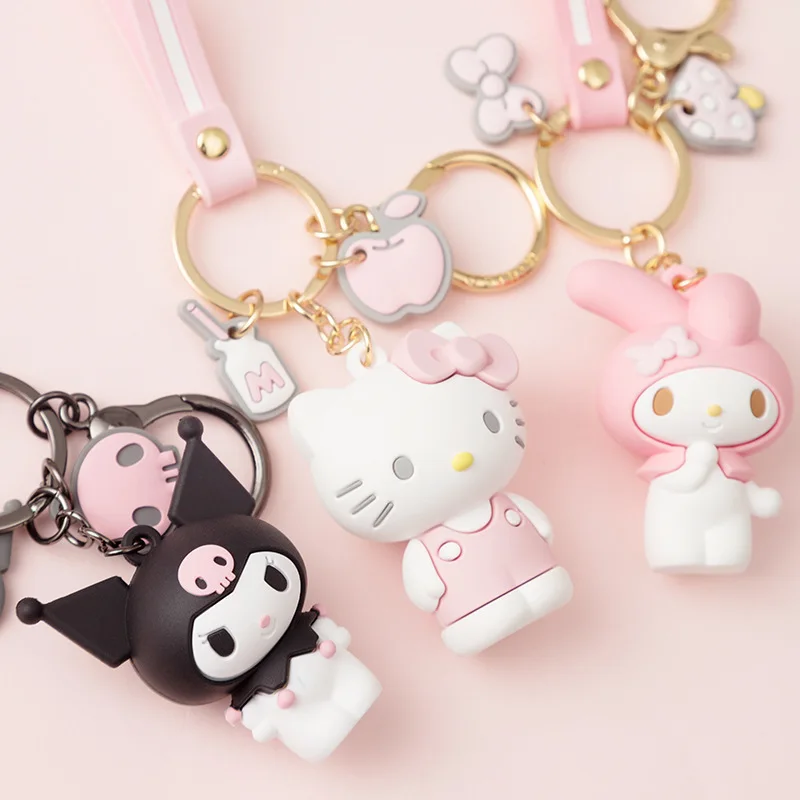 

1 Pc Creative Sanrio Series My Melody Pudding Cinnamoroll Dog Hello Kitty Keychain Bag Pendant Keyring for Girls Figure Toy