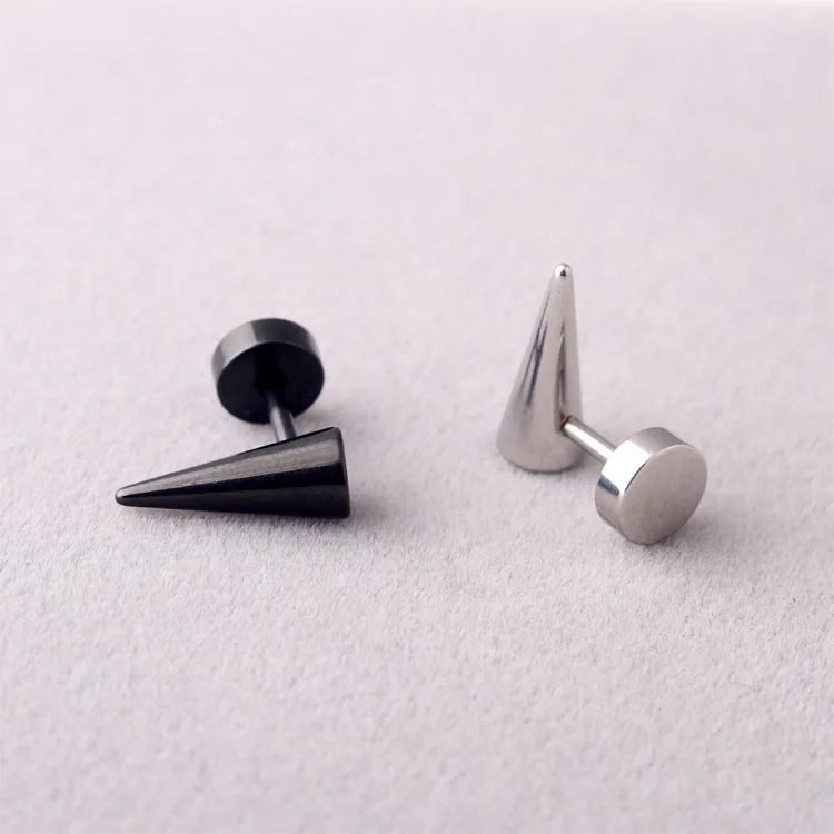 

Hot Sale Fashion Men Women Punk Spike Earrings Silver Gold Black Titanium Steel Round Short Spike Screw Earrings Brincos Jewelry