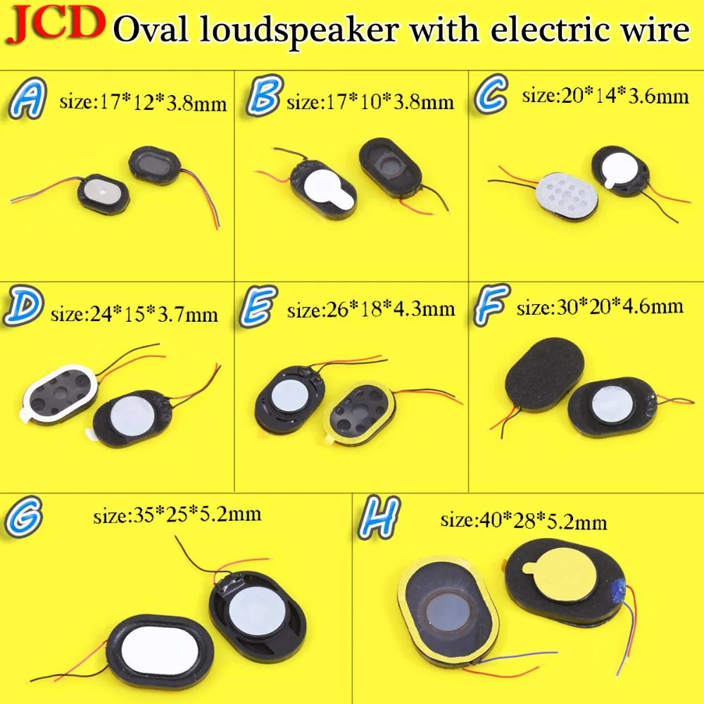 Общие части обслуживания Наушник Динамик Ухо Овальный громкий динамик с электрическим проводом 17*10*3,8/17*12*3,8/20*14*3,6/24*15* 3.7mm