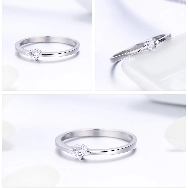 Bamoer кольцо для помолвки в форме сердца для женщин 6 7 8 в форме сердца с кубическим цирконием 925 пробы Серебряное массивное ювелирное изделие GXR450