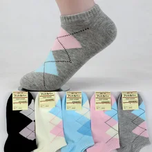 Hot Sale Women Girls’ Classic Double Rhombus Grain Summer Socks Ankle Low Cut Breathable Fitted Pure Cotton Sock Free Shipping