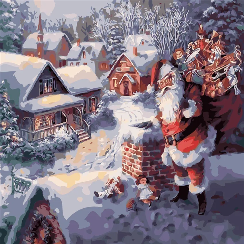 Santa Claus Giving Oil Painting By Numbers DIY Digital