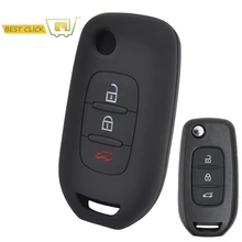 Силиконовый автомобильный чехол для ключей с Откидывающейся Крышкой для Renault Kadjar Captur Symbol Koleos Megane, чехол с дистанционным управлением и 3 кнопками