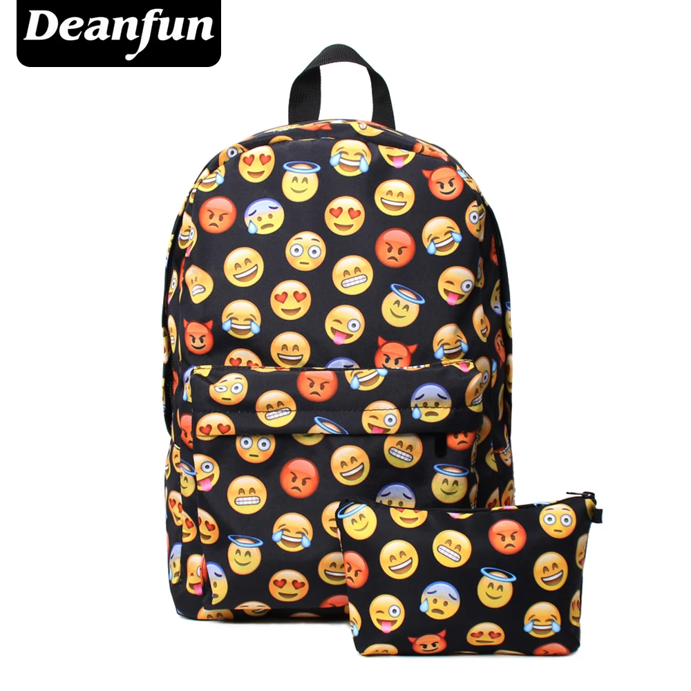 

Deanfun 2PCS Printing Emoji Backpack Fashion Youth Schoolbags for Teenager Girls Boys TZ1