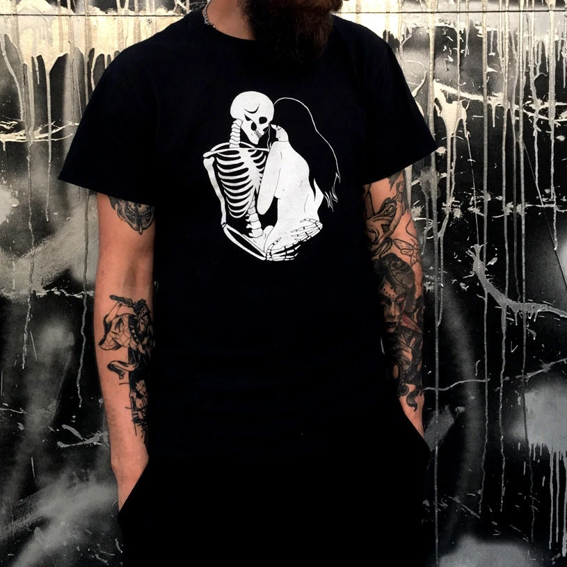 Only Lovers Left Alive T Shirtlove Death Sad Girl Skeleton Skull Lovers Dark Goth Witchy Tattoo Artunisex Screen Printed Tee T Shirts Aliexpress