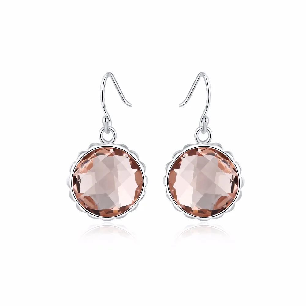 Authenic 100% 925 Sterling Silver Earrings New Fashion Gemstone Earrings For Women Girl Geometric Section Crystal Drop Earrings