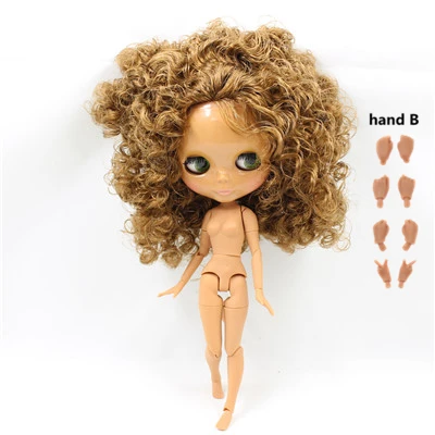 Fortune Days Обнаженная фабрика Blyth Кукла № BL0623 коричневый вьющиеся волосы суставы тело шоколадная кожа Нео 30 см - Цвет: like the picture