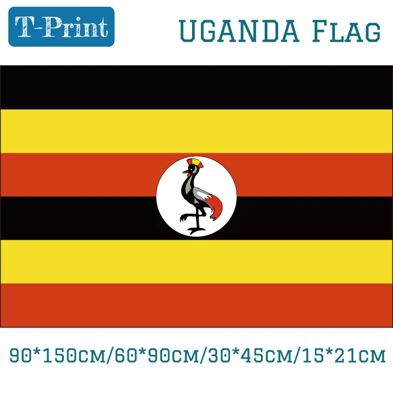 

3x5ft Hanging Flag 30*45cm 15*21cm 90*150cm 60*90cm Uganda National Flag