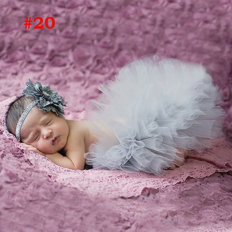 Принцессы новорожденных пачка и Винтаж цветочный ободок для новорождённых Детские Фото Опора-пачка комплекты для малышей реквизит для фотосессии для девочек TS001 - Цвет: Color 20