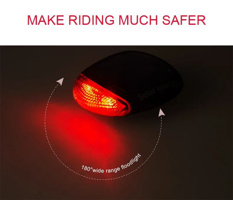 Top INBIKE Solar Power LED Bike Lights Taillights Night Safety Warning Lights Mountain Bike Riding Equipment Cycling Accessories 015 6