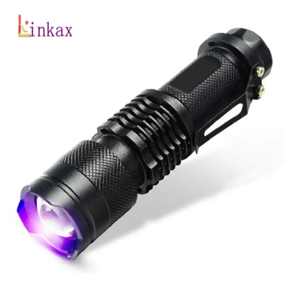 Stainless Steel Checker Mini Lamp Ultra Violet Light Led Torch UV Flashlight