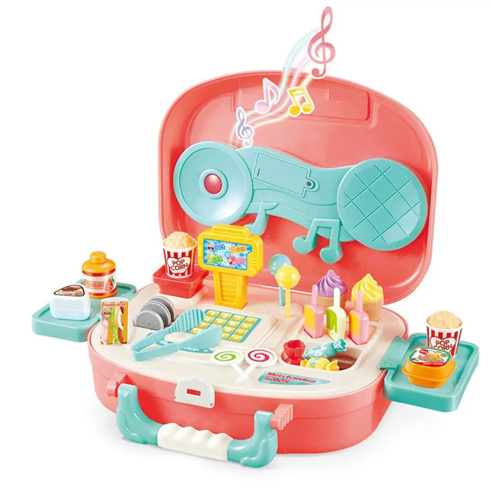 الاطفال محاكاة مجموعات الالعاب الآيس كريم متجر الحلوى مصاصة اللعب منزل حقيبة مع الضوء والموسيقى الطفل هدية عيد ميلاد الحاضر