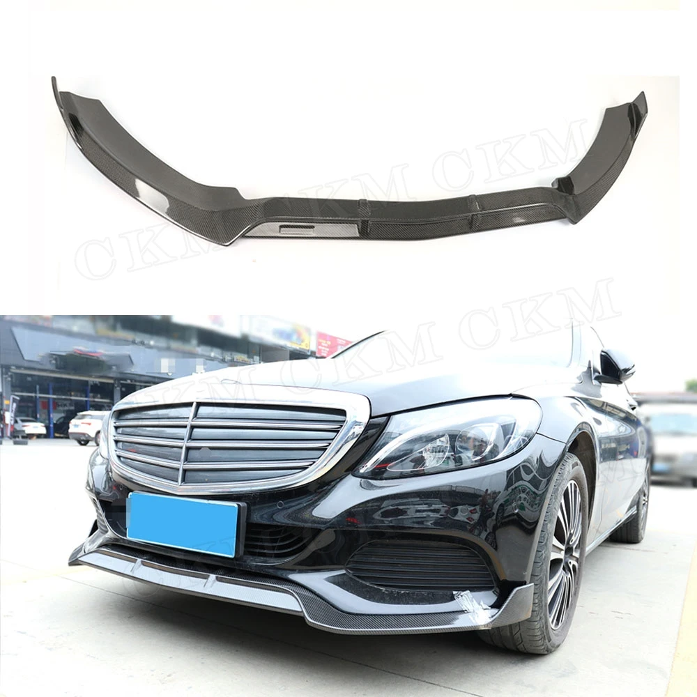 C Класс углеродного волокна передний бампер спойлер для Mercedes Benz W205 C63 AMG C180 C200 C260