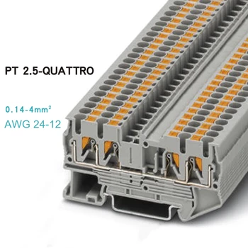 

10pcs Phoenix Type Fast Wiring Connector PT2.5-QUATTRO Din Rail Combined Push In Spring Screwless Terminal Block PT-2.5QUATTRO