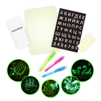 

Draw With Light In Dark A4 Luminous LED Children Toys Tablet Magic Drawing Board Set Fluorescent Pen Educational Noctilucent Kid