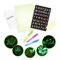 Draw With Light In Dark A5 Luminous LED Children Toys Tablet Magic Drawing Board Set Fluorescent Pen Educational Noctilucent Kid