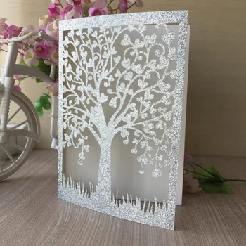 

20pcs/lot Chic Glitter Paper Wedding Party Card Invitation Sweet Birthday Party Decorations Blessing Greeting Card