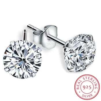 

INALIS CZ AAA Zircon Crystal Round Small Stud Earrings Wedding 925 Sterling Silver Earring for Women Girls Fashion Jewelry Gift