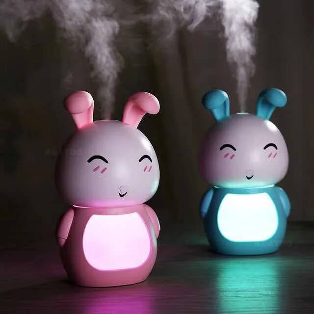 

200ML USB Aroma Essential Oil Diffuser Ultrasonic Cool Mist Rabbit Humidifier Air Purifier LED Night light for Office Home Gift