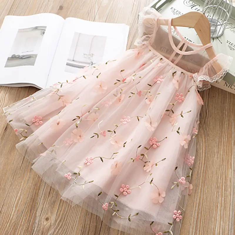 Платье принцессы кружевная одежда с цветочным рисунком пышная одежда для маленьких девочек нарядное бальное платье, Детские праздничные платья для девочек, размеры 3, 5, 8 лет - Цвет: Flower Dress 7