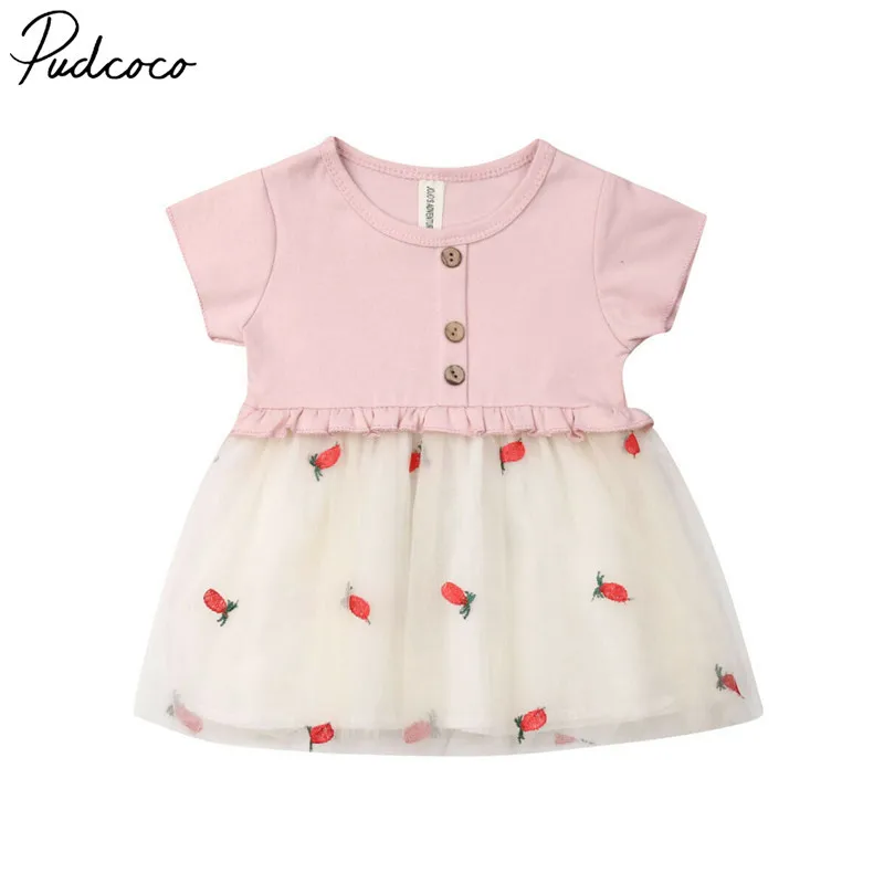 

Infant Toddler Kids Baby Girls Sweet Fruits Lace Dress Tulle Summer Sundress Outfits Cute Clothes 6m-4y 2019 New Fashion