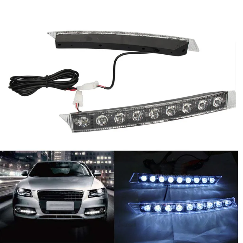 

kongyide High Power For Audi style 9 LED DRL Daytime Running Light Fog lamp Kit Universa zz119 Dropship