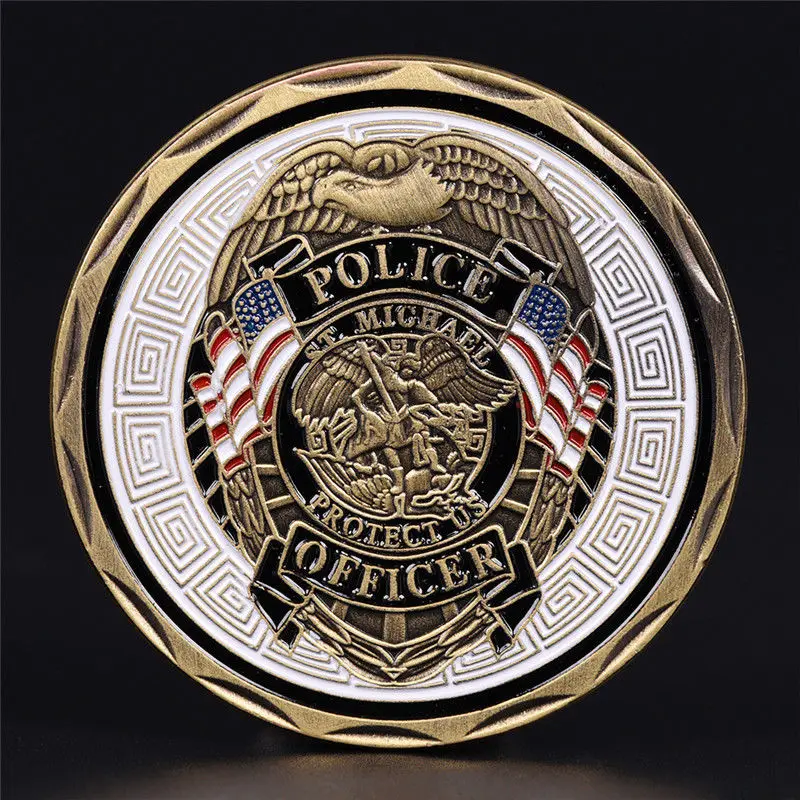 1pcs Michael Police Officer Badge Patron Saint Commemorative Challenge Coin Art Approx.4cm/1.57in 1pc