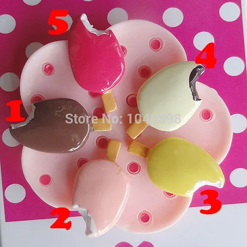 

100pcs/lot flat back resin colorful Icecream for Cellphone Phone Crafts Making Embellishments Boy Girl Gifts DIY 21*12mm