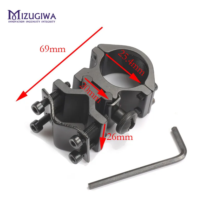 

MIZUGIWA Tactical Barrel 20mm Rail 1" Ring Flashlight Mount for Airsoft Flashlight Scope Laser Torch Accessories Hunting Caza