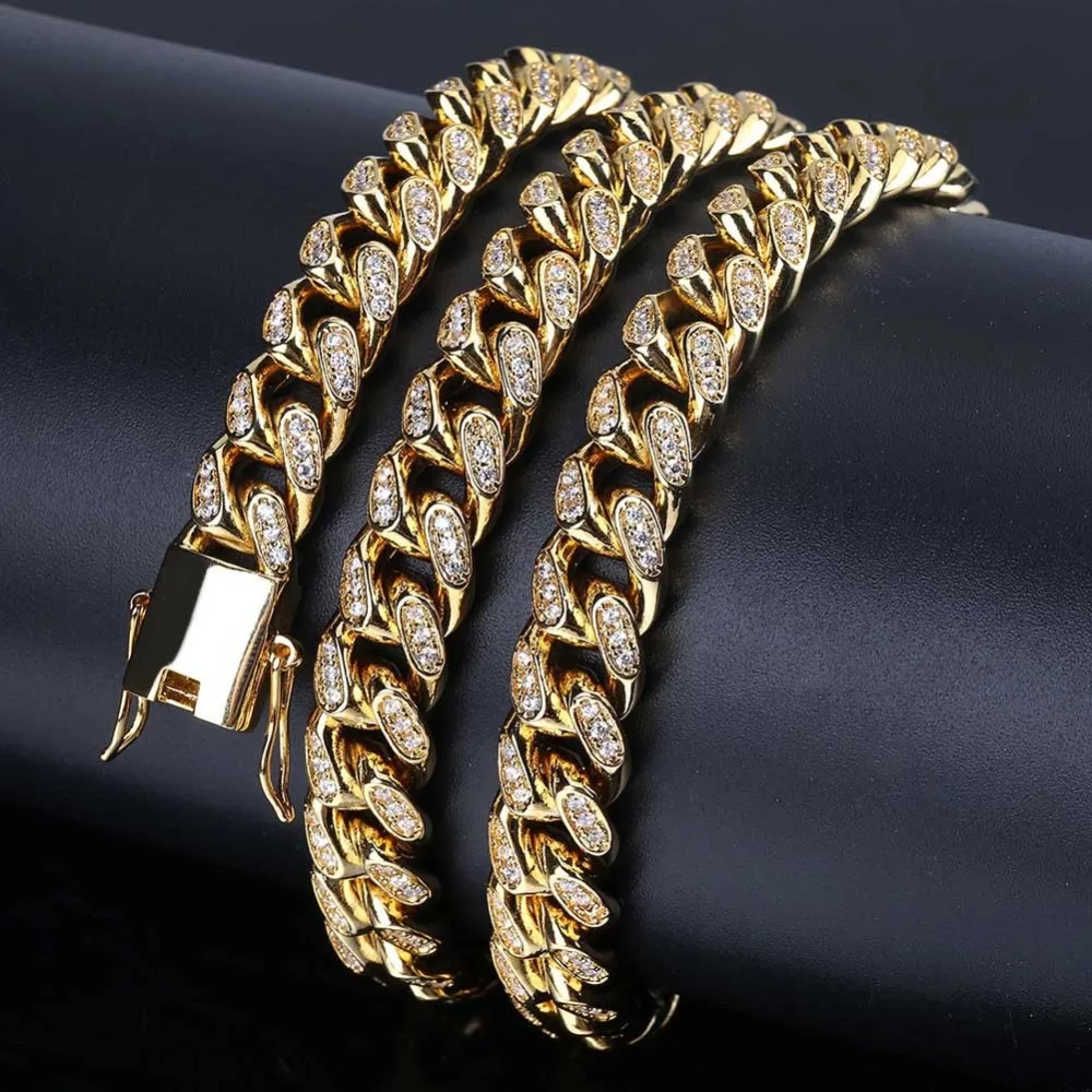 

Personality Miami Twisted Chain Necklace Copper Metal Zircon Golden&Silver Necklaces Hip Hop Men Minimalist Fashion Style