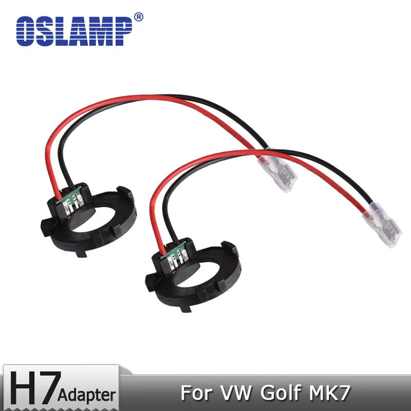 

Oslamp For VW Golf MK7 Led H7 Headlight Bulbs Black Plastic Adapter Holders Car Styling Accessories H7 Lamps Adapter Base 2pcs