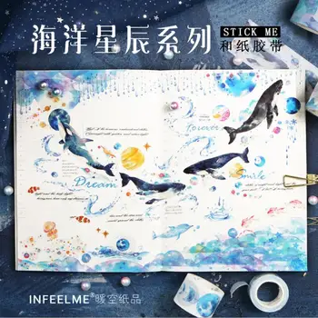 

1.5-5cm*5m whale starry washi tape DIY decorative scrapbooking sticker planner masking adhesive tape label