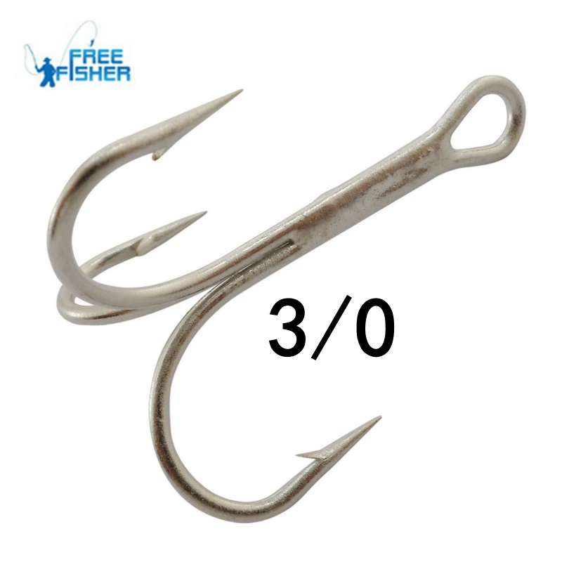 50pc Carbon Steel Treble Fishing Hooks Hard Lure Round Bent Triple Artificial