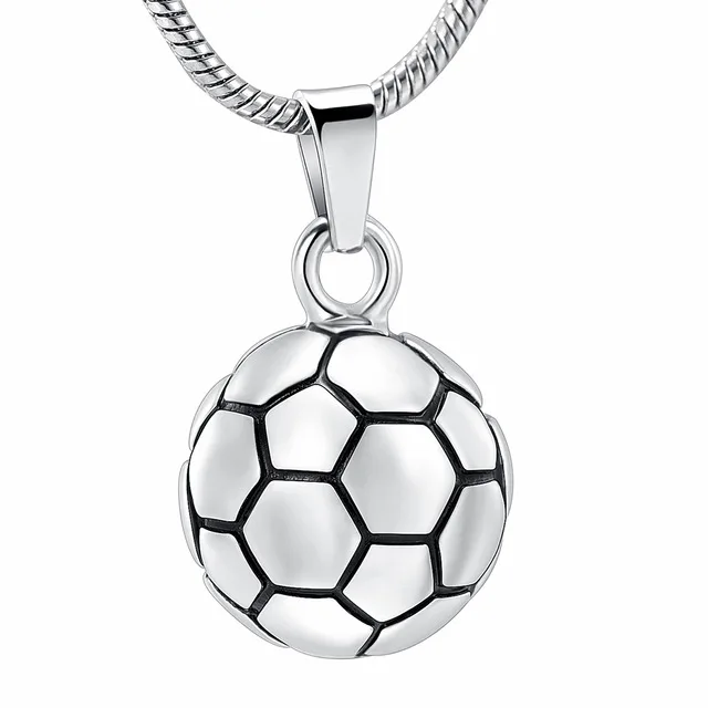 

JJ003 Soccer Ball Cremation Jewelry For Men Stainless Steel Memorial Urn Pendant Hold Ashes Keepsake Necklace -Personalized Gift