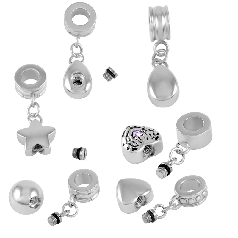 

IJA0001 Mirror Polished 316L Stainless Steel Small Keepsake Urn Bracelet Charm Cremation Memorial Pendant for Bracelet DIY Charm