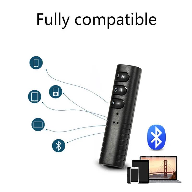 

Mini Wireless Audio Receiver Portable Bluetooth Adapter Speaker 3.5mm AUX Handsfree with Mic Car Kit Music for Headphone Speaker