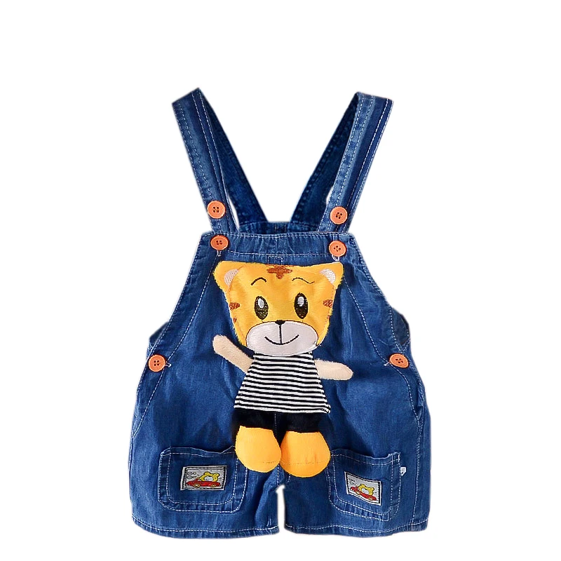 

BibiCola baby boy overalls cute cartoon infant bib pants toddle kids denim suspenders short pants cotton fashion style summer