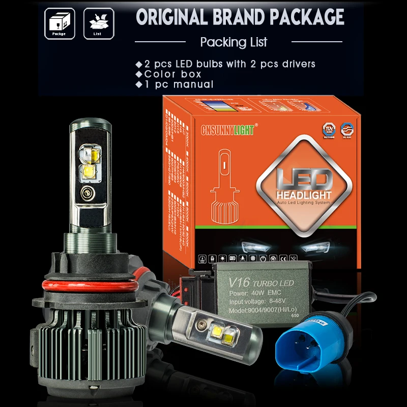 CNSUNNYLIGHT Автомобильные фары светодиодный H13 9008 9004 HB1 9007 HB5 для & основные 6000K Toyota