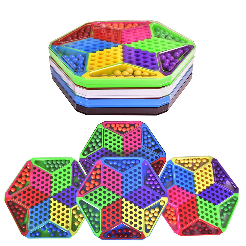 

Checkers Flight Chess Acrylic Beads Pieces Two-in-One Combination Hexagonal Big Checkers Imitation Wood Checkers