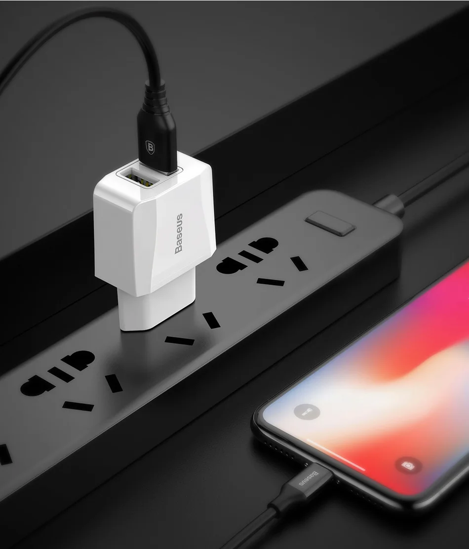 Baseus Mini Dual USB зарядное устройство для iPhone iPad адаптер ЕС вилка для путешествий настенное зарядное устройство для телефона Разъем для samsung Xiaomi зарядное устройство для телефона