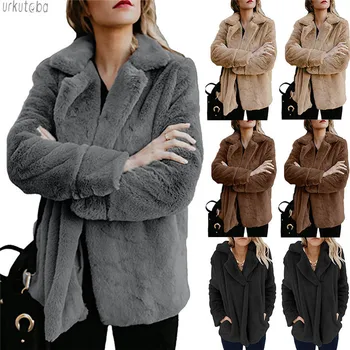 

HIRIGIN Fashion Fleece Fur Women Jacket Outerwear Tops Winter Warm Fluffy Coat Lady Snow Outdoor Warmer Thick Clothes