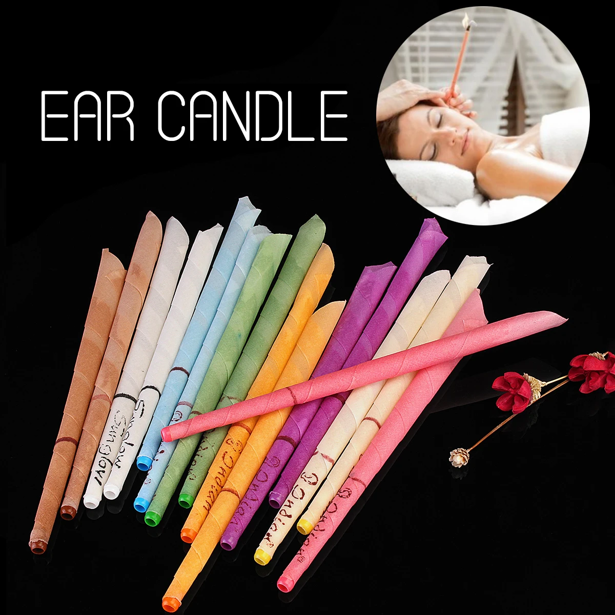 

2Pcs Ear Candles Beewax Ear Care Cleaner Treatment Wax Removal Coning Fragrance Ear Candles Healthy Care Ear Care Multi-color