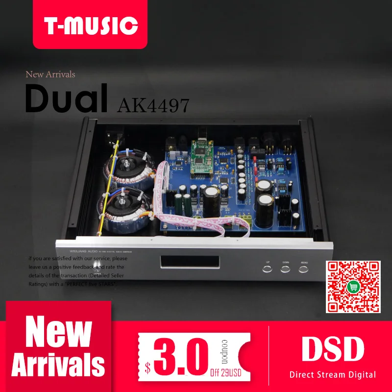 High end Dual AK4497 DAC Decoder W/ 2x Toroidal transformer Support ...