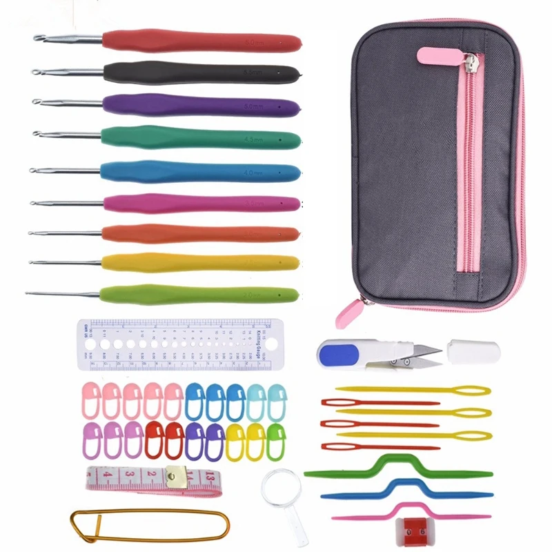 

Knitting Needles Set 2-6Mm Crochet Hook Needles Set Pairs Knitting Needles Scissors Rulers Sewing Accessories