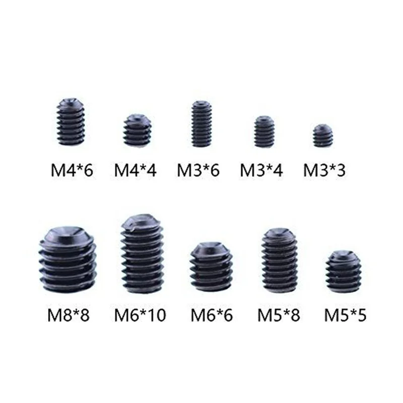 

200Pcs/Box 304 Stainless Steel Allen Head Socket Hex Set Grub Screw Assortment Cup Point Kit _WK