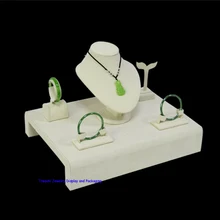 Treachi ювелирные изделия дисплей упаковка шоу чехол бежевый бархат дисплей ювелирных изделий держатель для Ожерелье Бюст стенд с браслетами серьги стойки