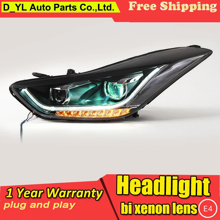 

Car Styling LED Head Lamp for Hyundai Elantra headlight 2013-2015 Elantra led headlight led drl H7 hid Q5 Bi-Xenon Lens low beam