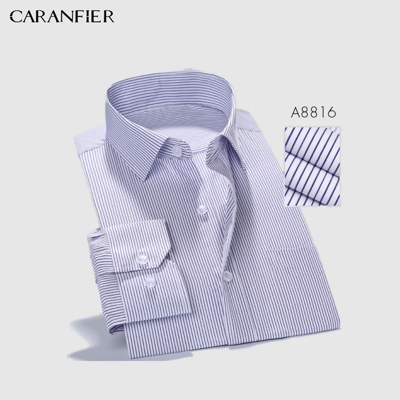 CARANFIER, мужские рубашки, деловые, мужские, Саржевые, приталенные, с длинным рукавом, чистый цвет, классические, повседневные рубашки, Camisa Masculina - Цвет: 16